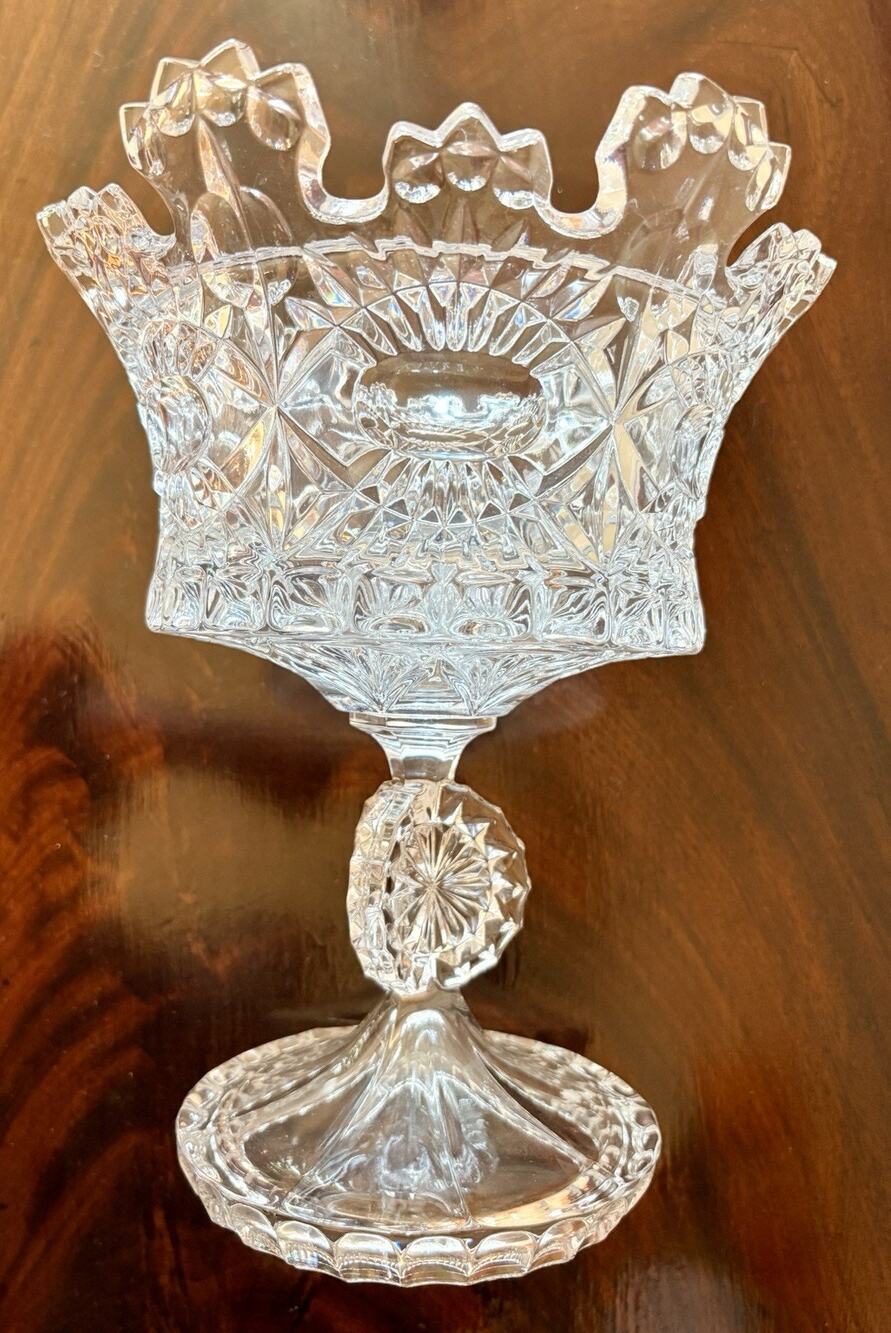 VTG Shannon 24% Crystal Crown Pedestal Bowl Royalty Collection by Godinger LARGE